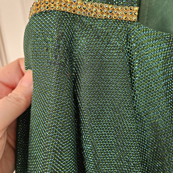 JVN Green and Gold Shoet Prom Dress Size 10 - Picture 8 of 13